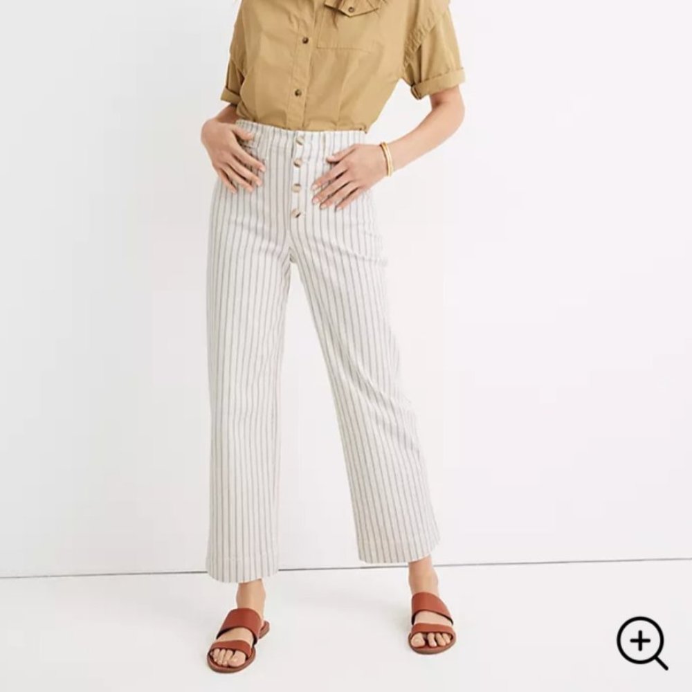 Madewell Slim Emmett Crop Pants in Indigo Stripe